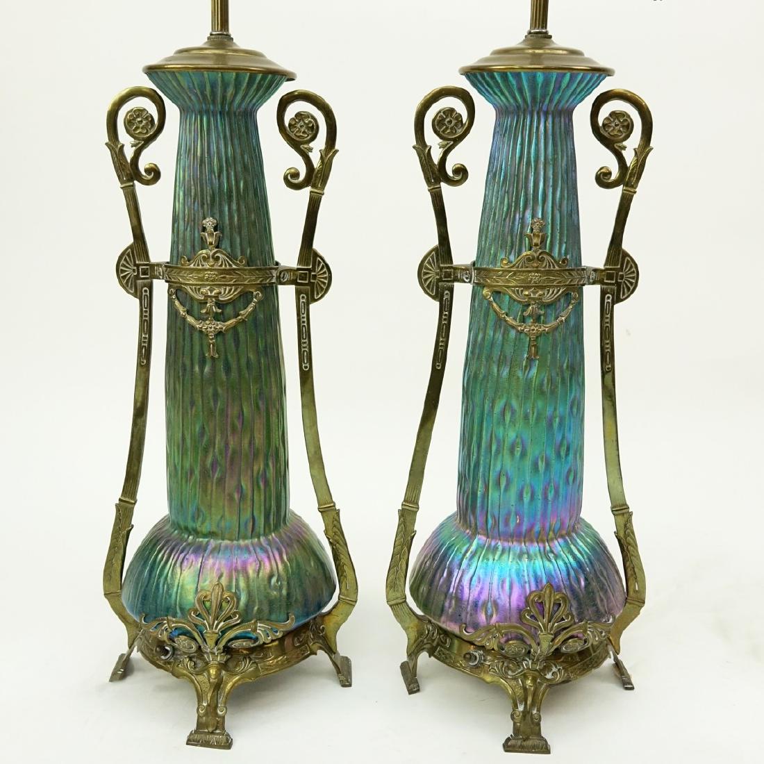 Pr Loetz Sea Urchin Art Nouveau Art Glass Lamps (1 of 9)