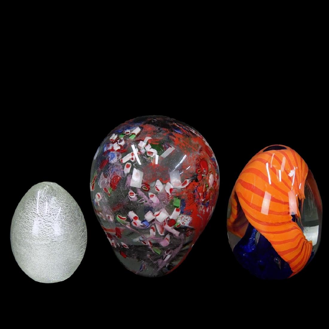 Three (3) Vintage Art Glass Egg Paperweights (1 of 4)