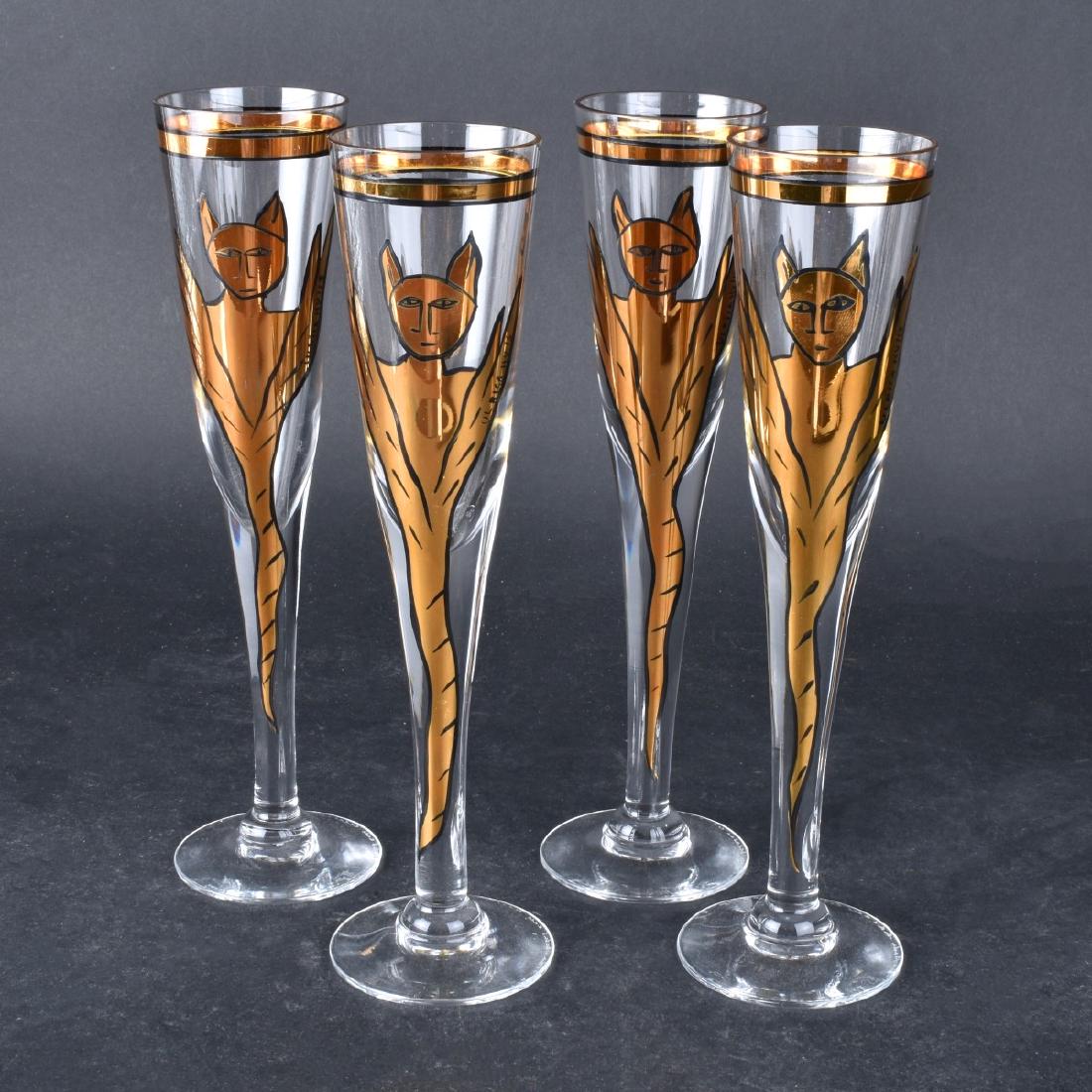 Four (4) Kosta Boda "Goldie" Art Glass Champagne (1 of 5)