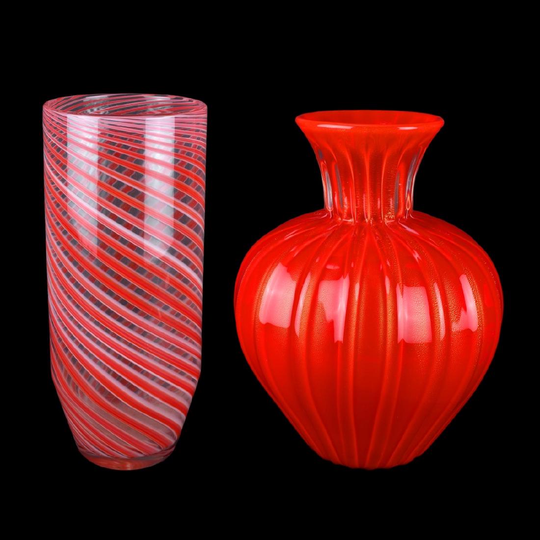Two (2) Large Murano Italian Art Glass Vases (1 of 6)
