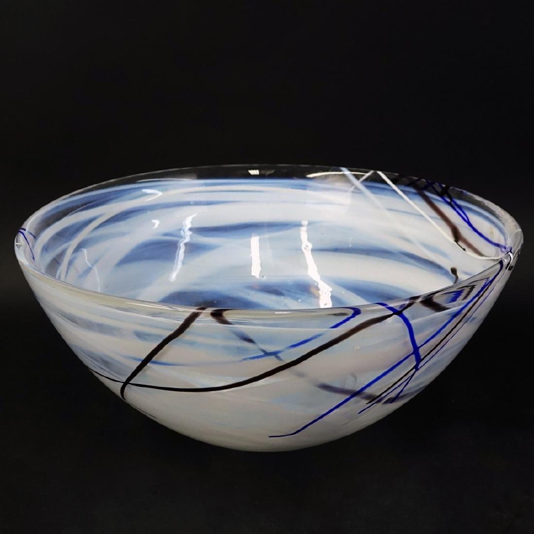 Kosta Boda Art Glass Contrast Bowl by Anna Ehrner: Kosta Boda Art Glass Contrast Bowl by Anna Ehrner. Signed and original sticker to surface. Measures 6-1/" H x 13-5/8" W. Domestic Shipping: Third party Min Est. $200.00 Max Est. $300.00