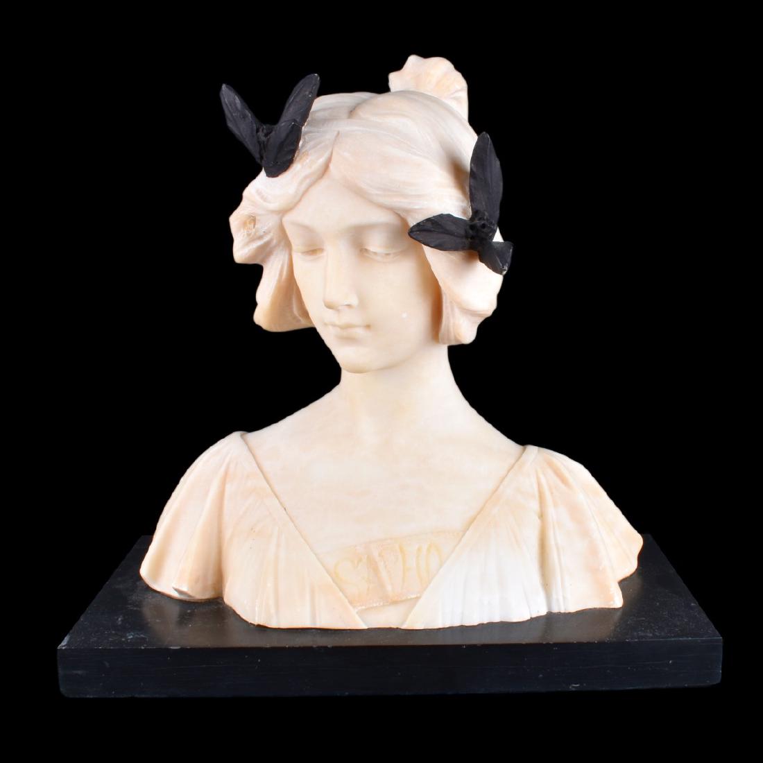 A. Gennai, Italian (19C) Alabaster Bust Of Sappho (1 of 4)