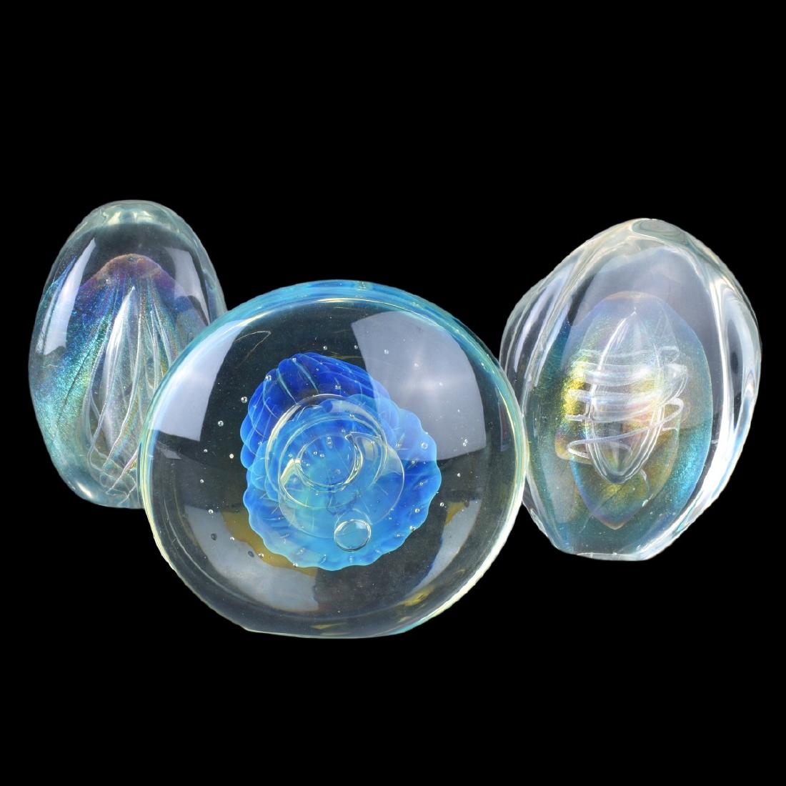 Three (3) Eickholt Art Glass Paperweights (1 of 5)