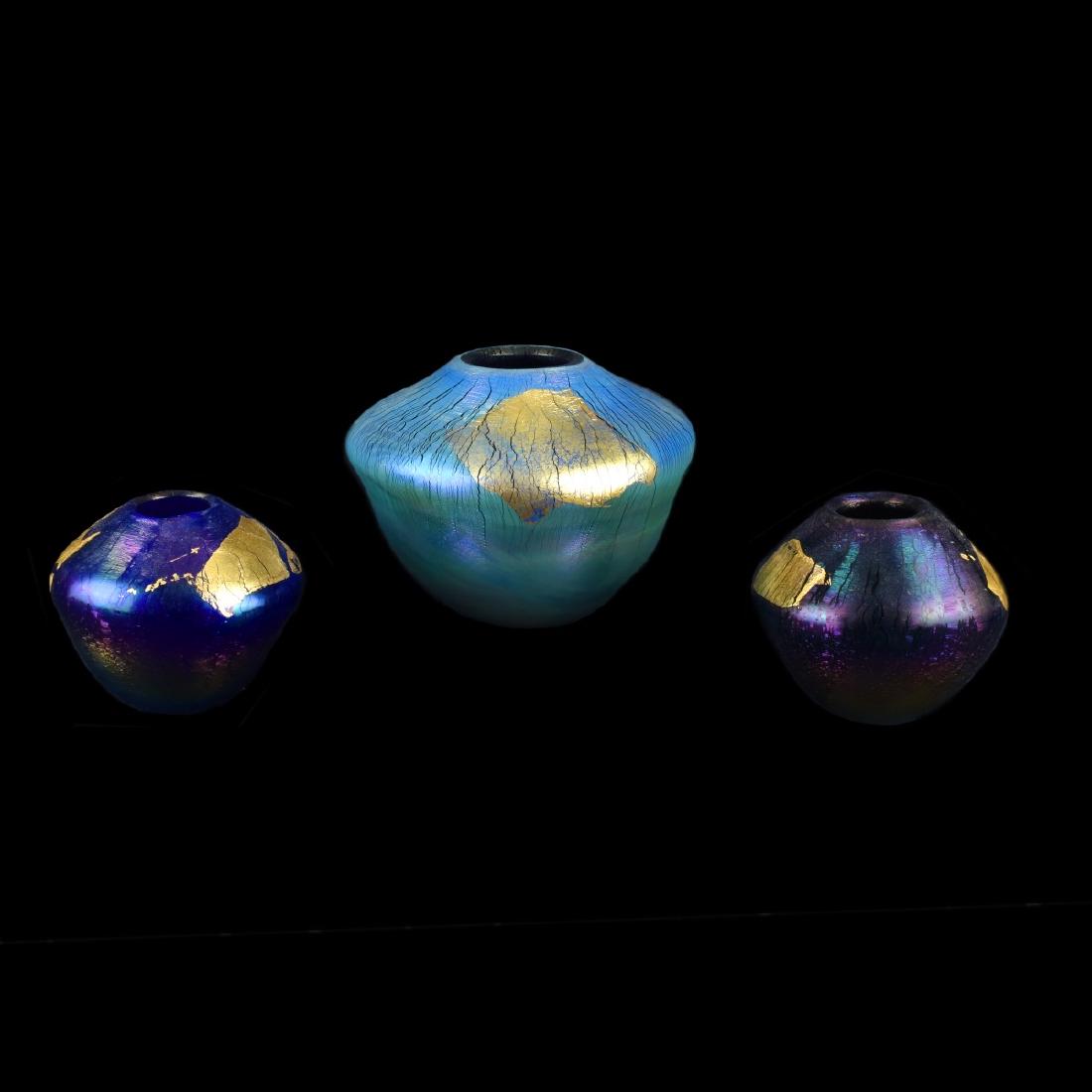 Three (3) Robert Eickholt Art Glass Vases (1 of 5)