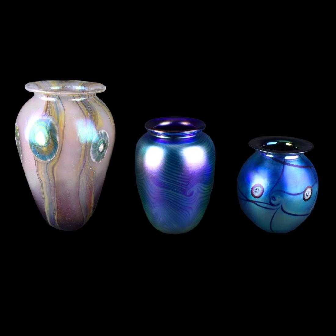 Three (3) Robert Eickholt Art Glass Vases (1 of 5)