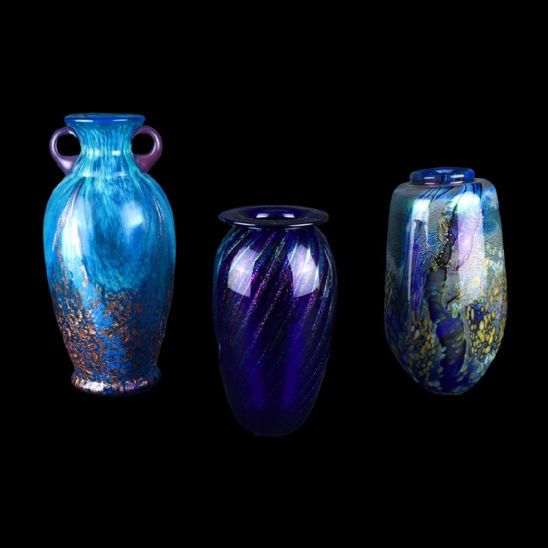 Three (3) Contemporary Art Glass Vases (1 of 4)