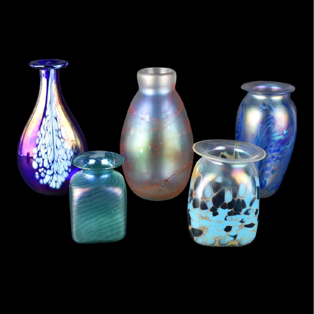 Five (5) Contemporary Art Glass Vases (1 of 5)