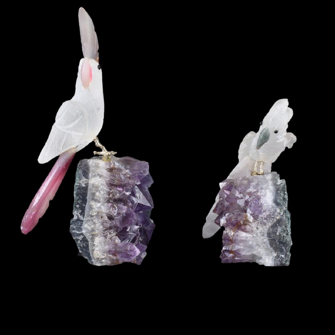 Two (2) Gemstone Bird Sculptures (1 of 3)