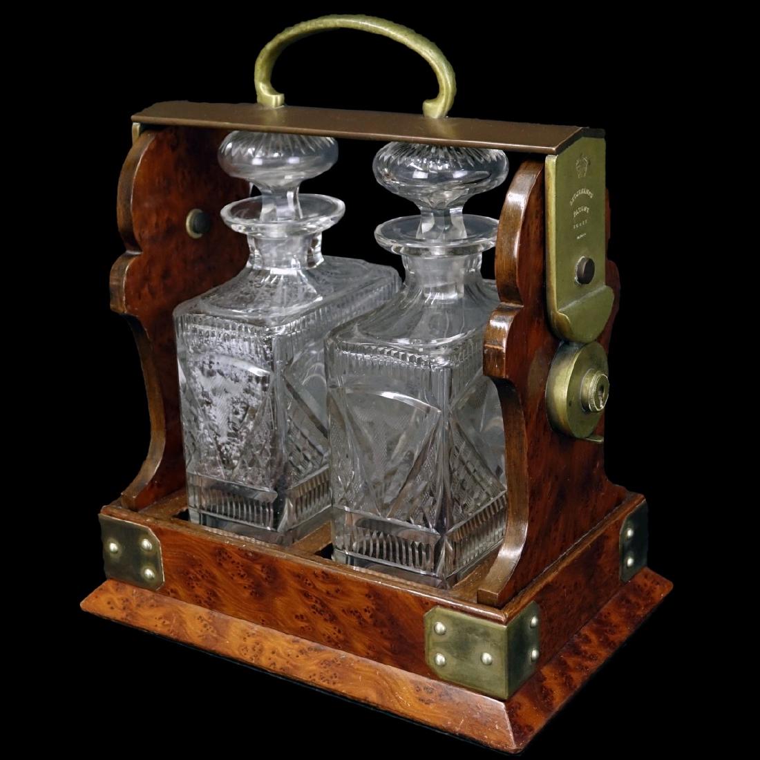 Betjemann English Two Bottle Yew Wood Tantalus (1 of 4)