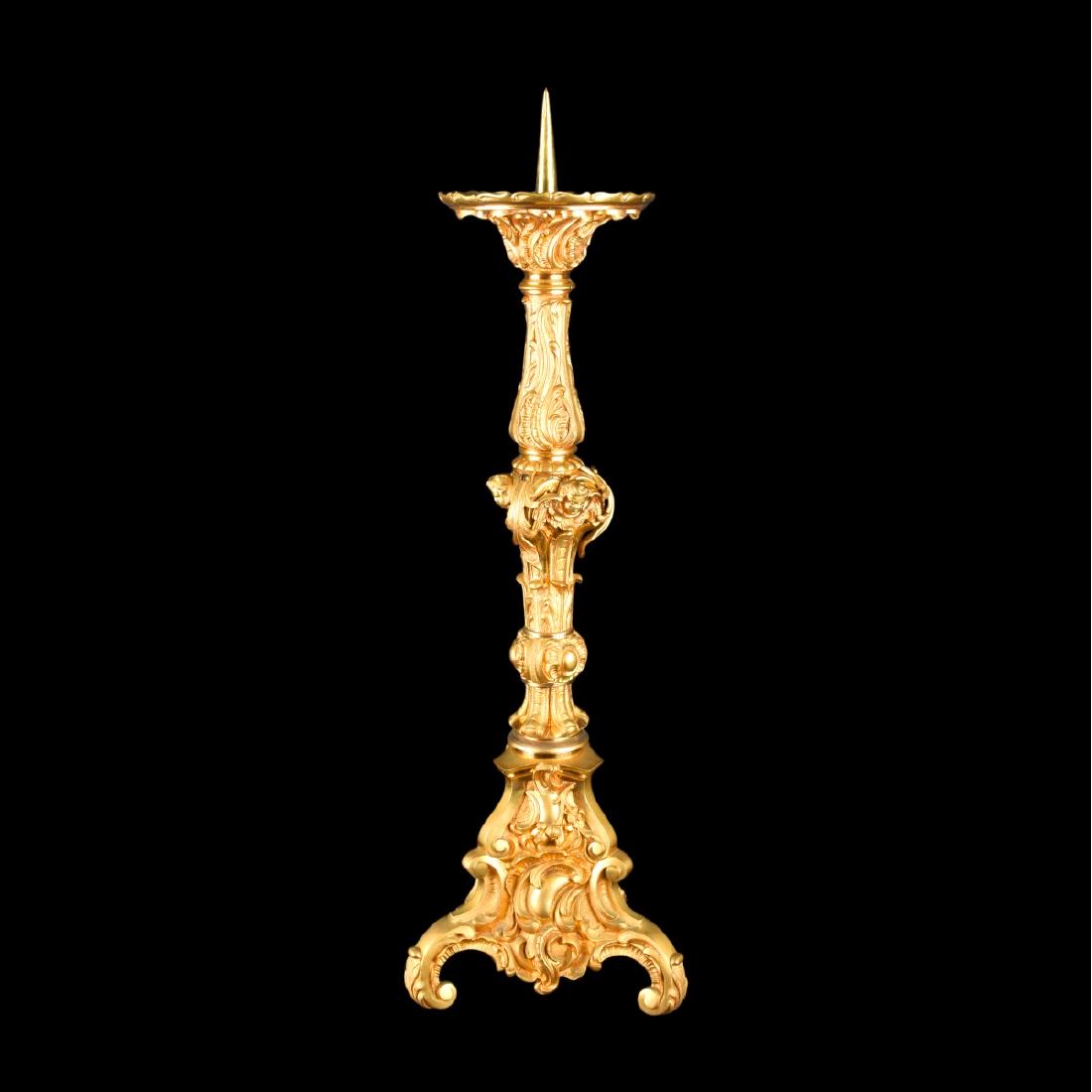 19/20th C. Gilt Bronze Rococo Style Pricket (1 of 5)