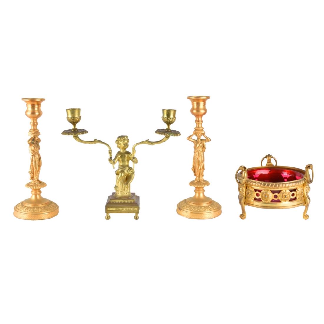 Four (4) Antique Gilt Bronze Tableware (1 of 5)