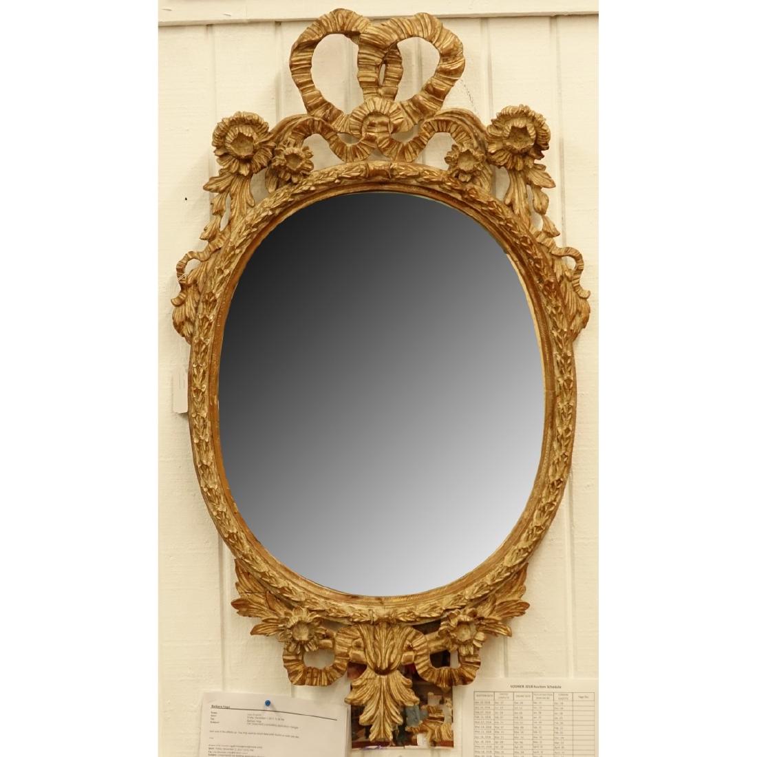 Louis XVI Style Gilt Carved Oval Mirror (1 of 2)