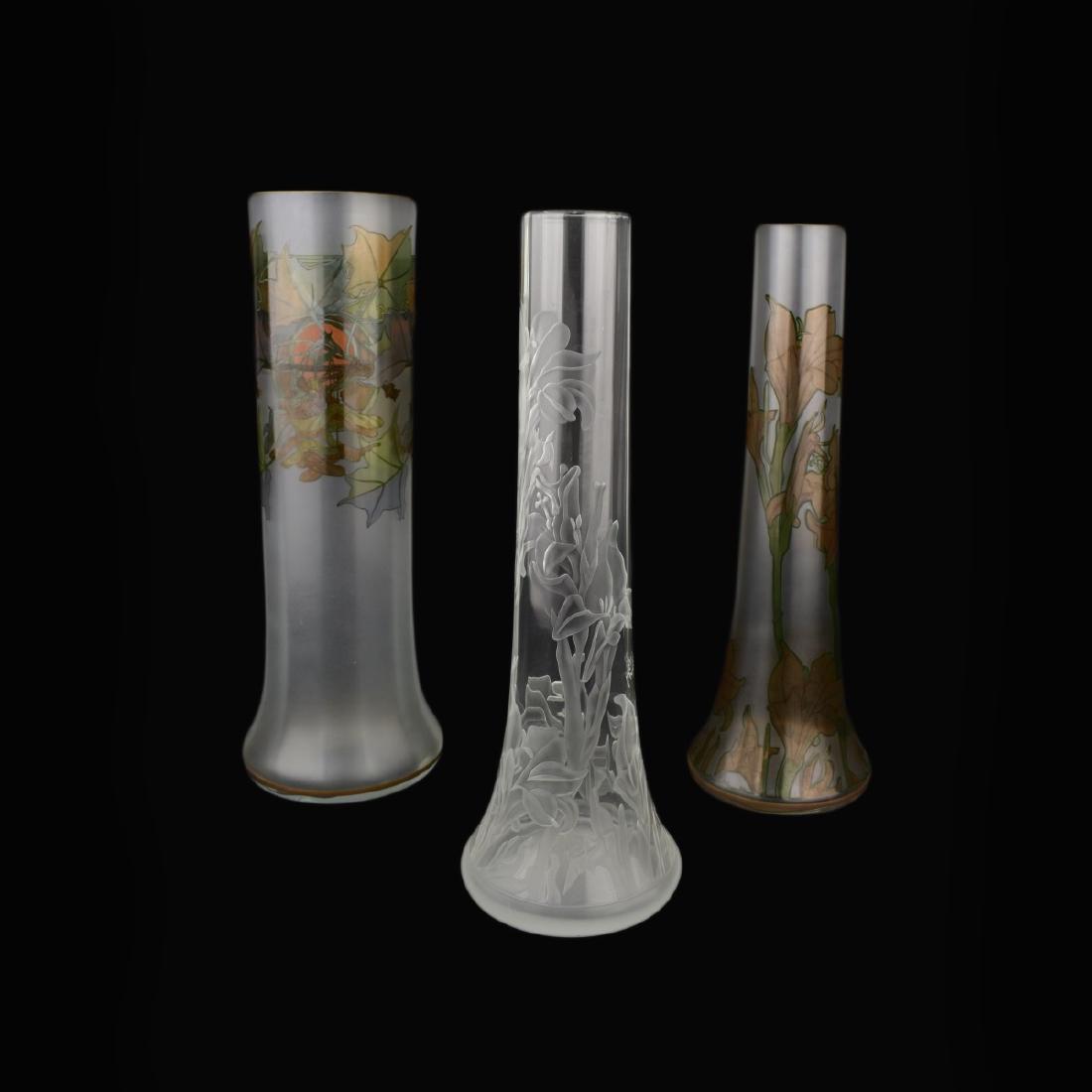 Three (3) Modern Mucha Bohemian Glass Vases (1 of 5)