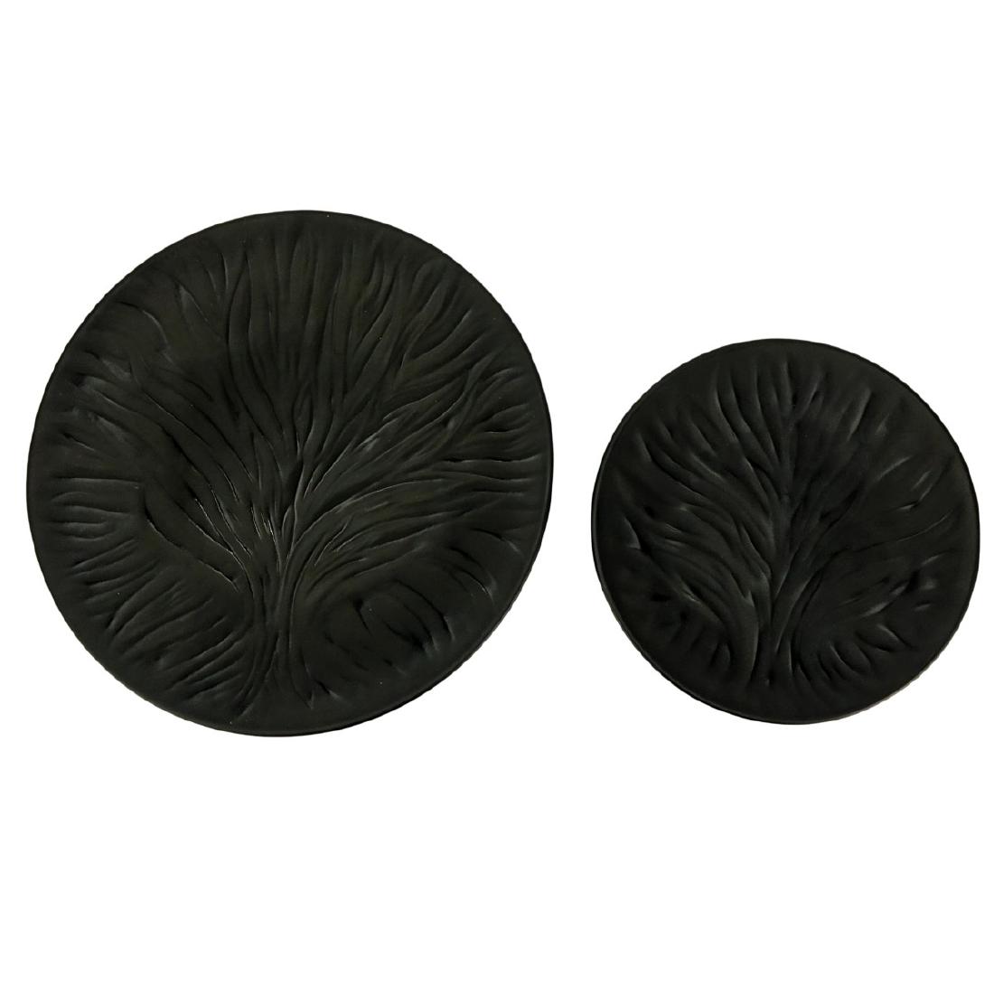 Two (2) Lalique Black Glass "Algues" Plates (1 of 7)