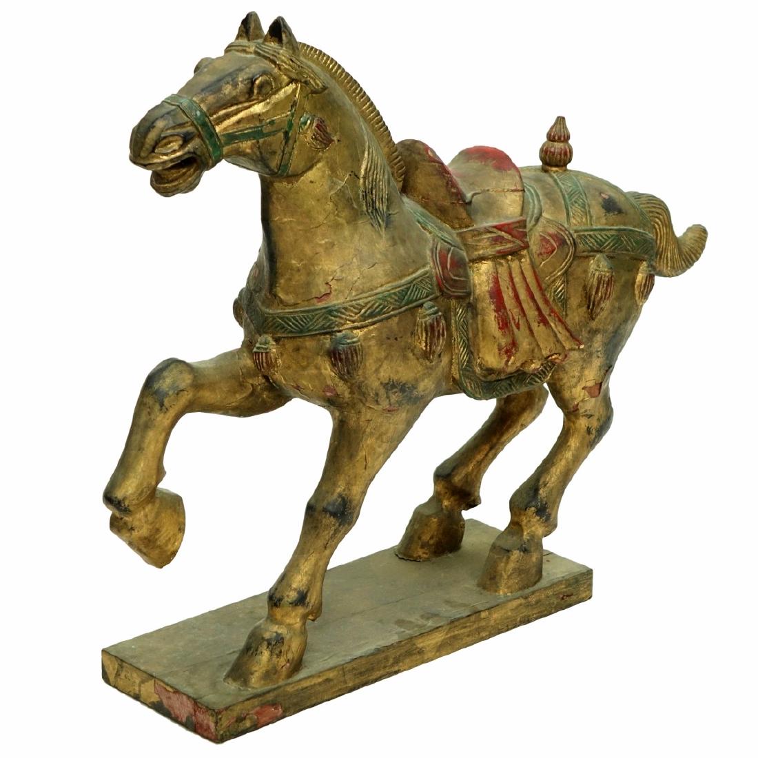 Large Chinese Carved Giltwood Tang Style Horse (1 of 6)