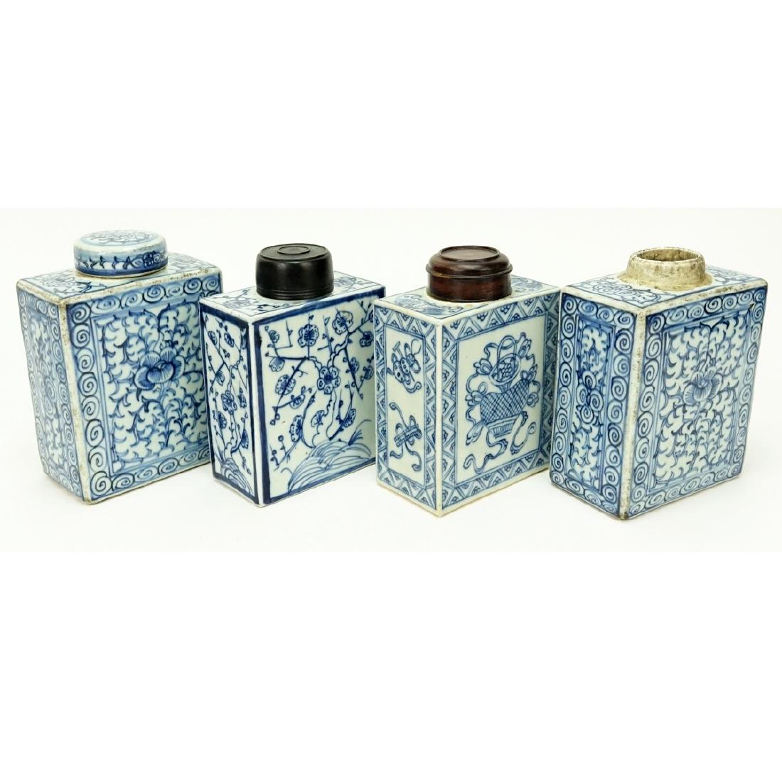 4 Chinese Blue & White Porcelain Tea Caddies (1 of 3)