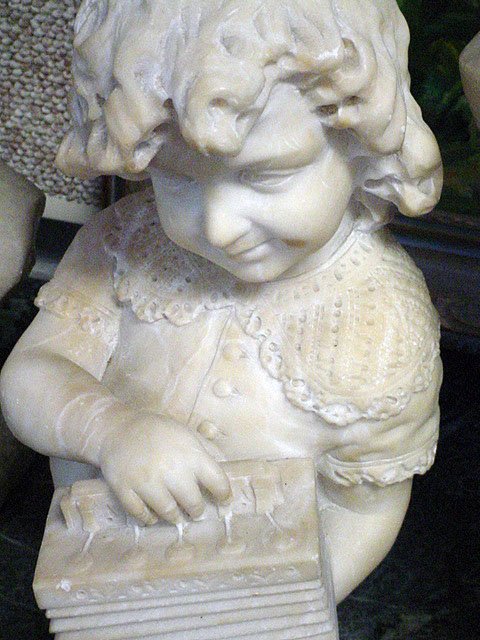 Late 19C Alabaster Sculpture "Young Girl Examining - 4