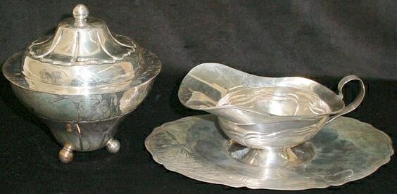 Art Moderne Mexican Sterling Silver Hand Hammered