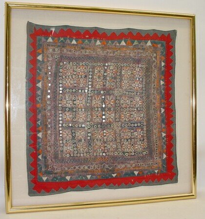 Antique Weaving Framed Under Glass. Probably Tibet