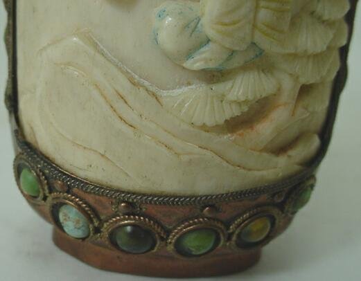 Large Tibetan/Mongolian Snuff Bottle with Carved I - 10