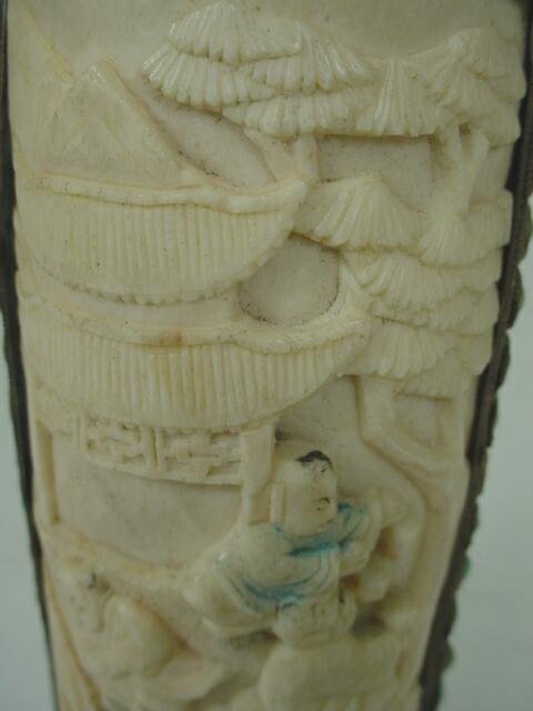 Large Tibetan/Mongolian Snuff Bottle with Carved I - 8