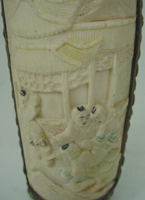Large Tibetan/Mongolian Snuff Bottle with Carved I - 9