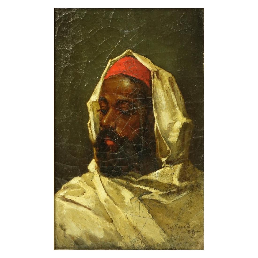 19th C Orientalist School O/C "Portrait of a Man" (1 of 4)