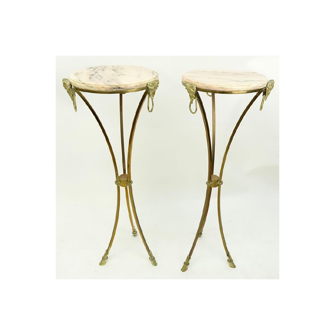 Pair of Marble Top Maison Jansen Style Brass Pedestal (1 of 5)