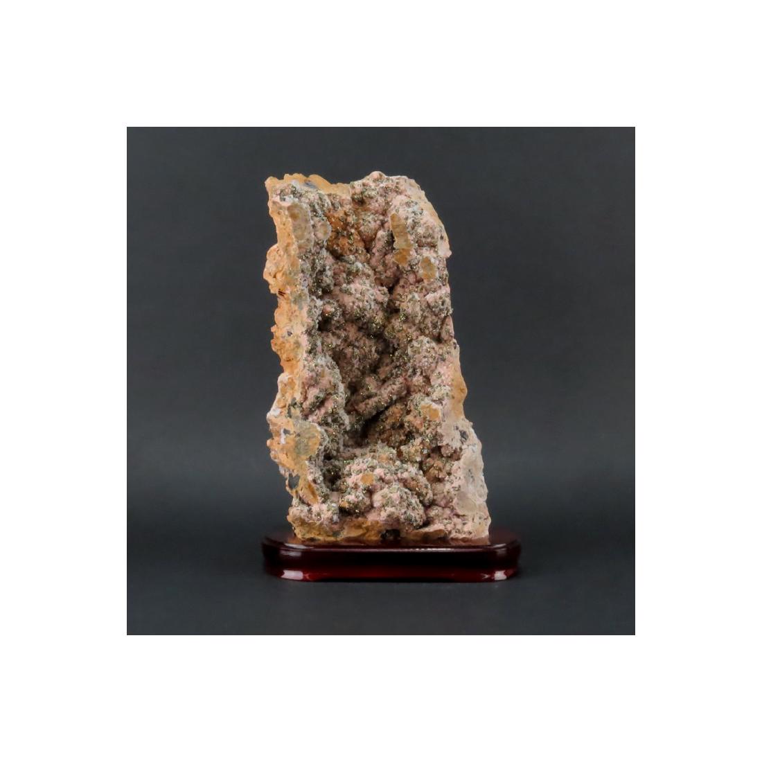 Quartz Mineral Specimen with Gold Flecks on Wooden (1 of 2)