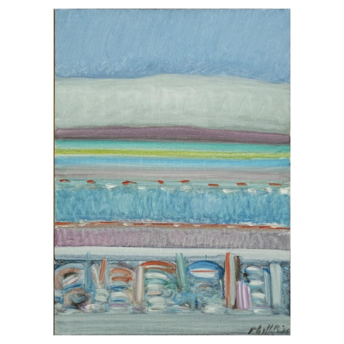 Matt Phillips (born 1927) Acrylic on Canvas: Matt Phillips, American (born 1927) Acrylic on Canvas "Beach" Signed and Dated 1976 Lower Right. Measures 40" H x 28" W, frame measures 40-3/4" H x 28-3/8" W. Condition: Good condition Estimate: $200.