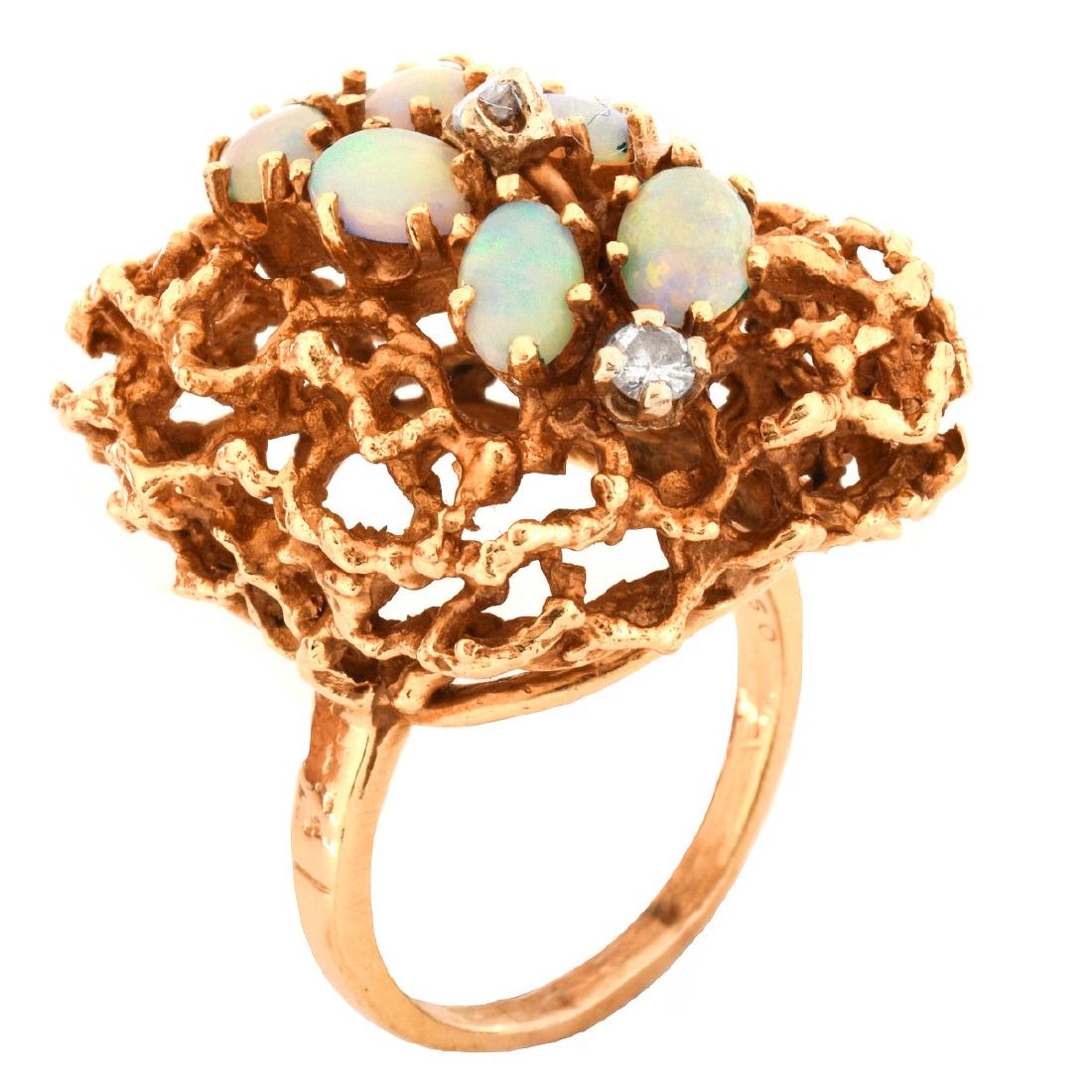 Vintage Opal, Diamond and 14K Ring (1 of 7)