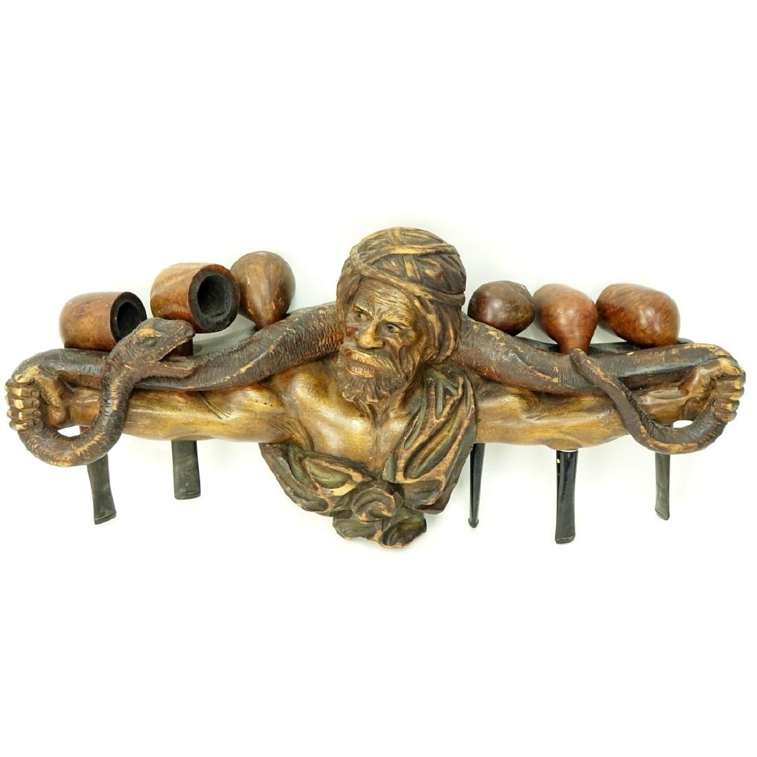 Vintage Carved Wood "Orientalist" Pipe Holder (1 of 4)