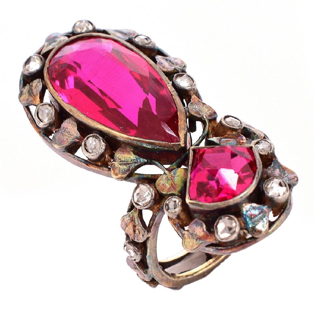 Antique Diamond Man Made Ruby, Silver & Gold Ring (1 of 6)