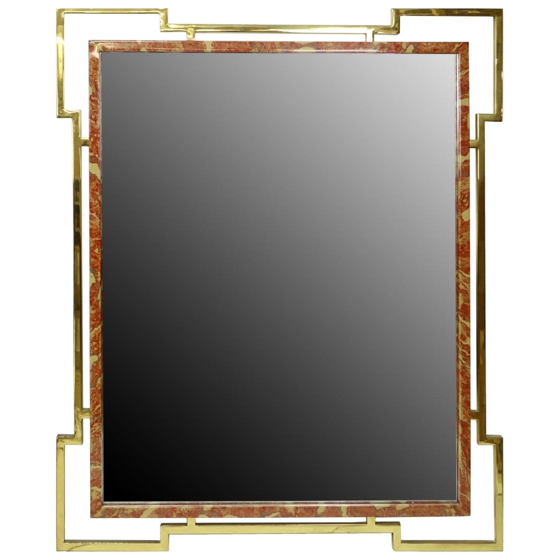 Mid 20th Century Brass and Faux Marble Mirror (1 of 2)