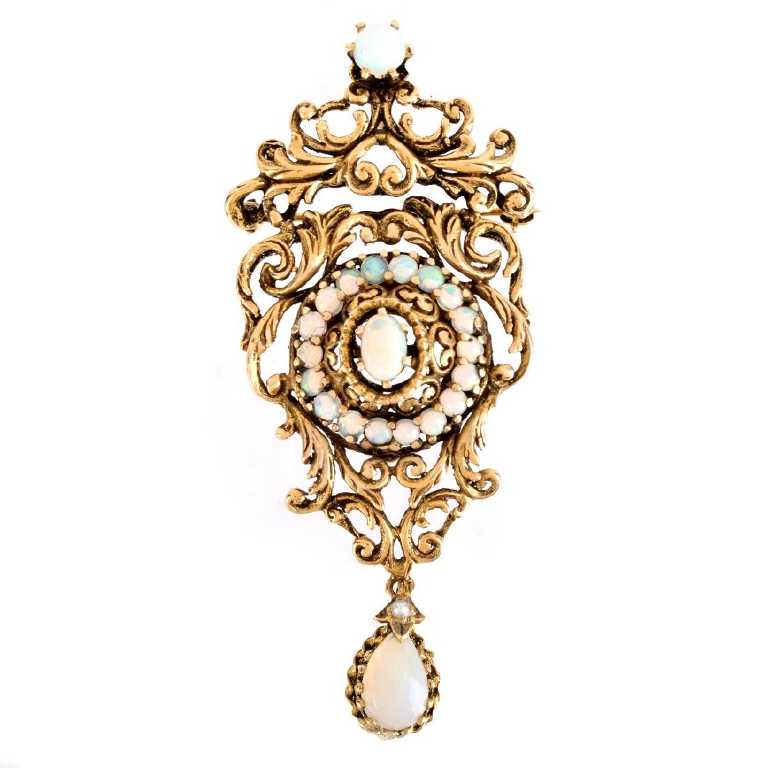Victorian style Opal and 14K Brooch (1 of 5)