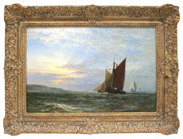 Henry Thomas Dawson Sr. British (1811-1878) Oil on: Henry Thomas Dawson Sr. British (1811-1878) Oil on Canvas "Seascape with Ship" Signed Lower Right and Dated 1873. Very Good Condition. Measures 16 Inches by 24 Inches, Frame Measures 23 Inches by 31-1