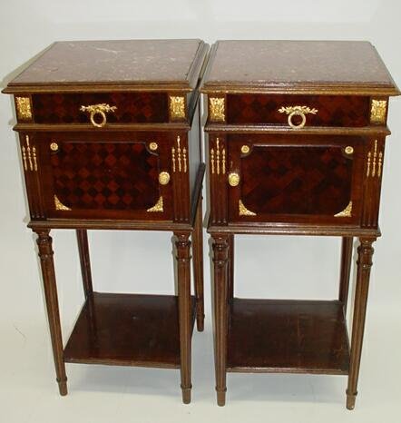 Pr 19C French Bronze Mount Parquetry Inlaid Table