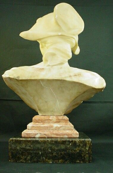 Alabaster and Marble Bust Mounted on Stepped Marb - 4