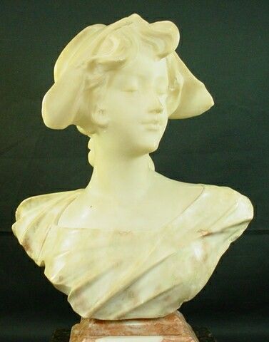 Alabaster and Marble Bust Mounted on Stepped Marb - 7