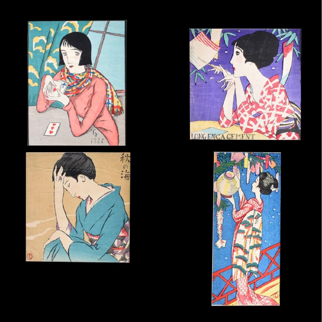 4 Japanese Art Deco Watercolors (1 of 4)