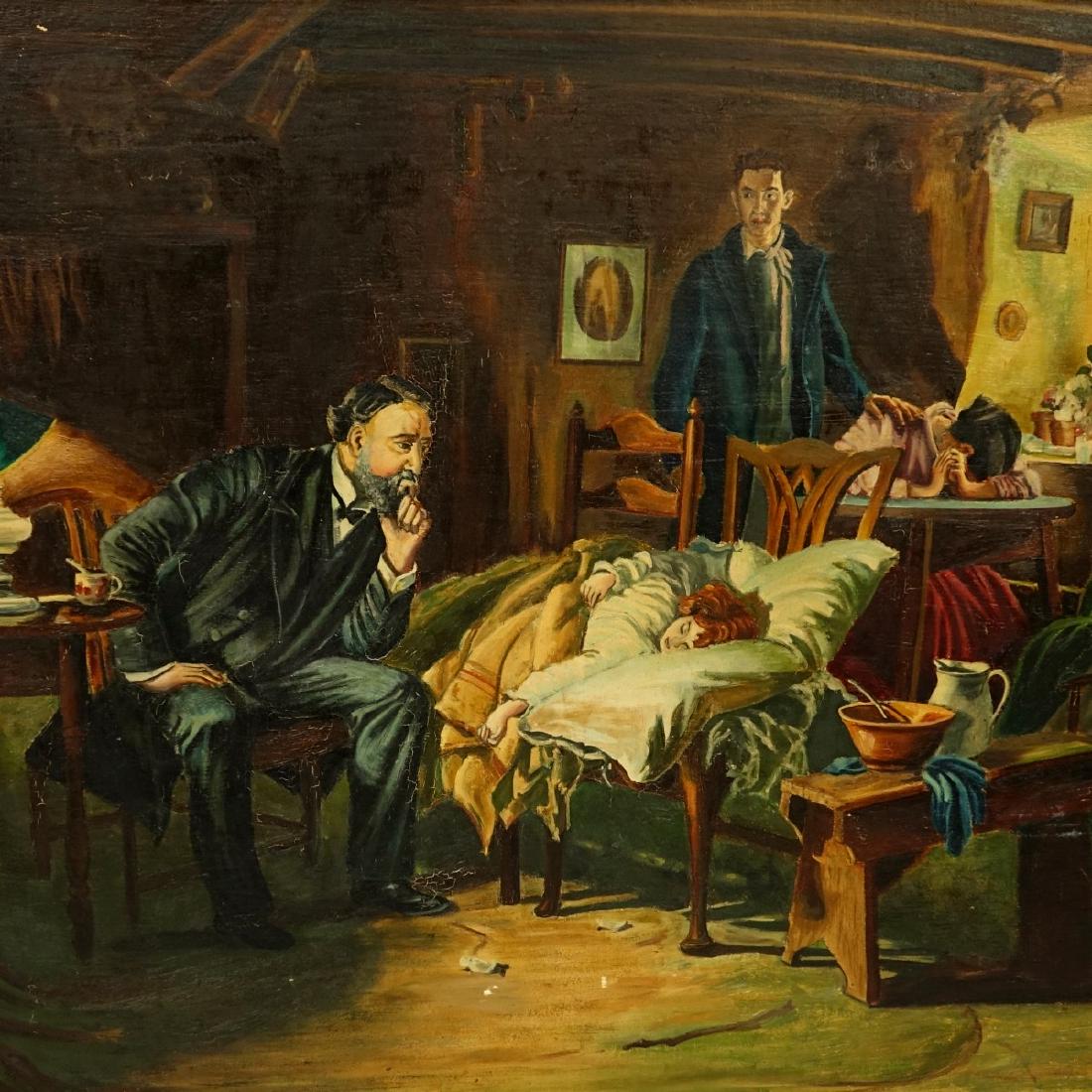 After: Sir Samuel Luke Fildes Oil on Board: After: Sir Samuel Luke Fildes, British (1843-1927) Oil on Board "The Doctor". Signed lower right c/r Rich 1958. Measures 25" x 30", frame measures 29" x 34". Condition: Craquelure Estimate: $50.00 - $