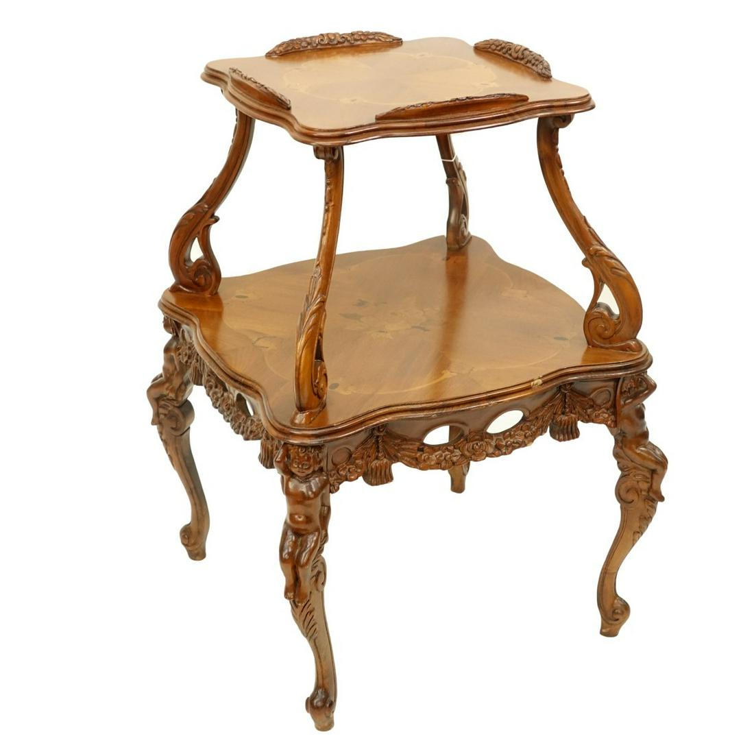 Antique Carved Two-Tier Table (1 of 4)