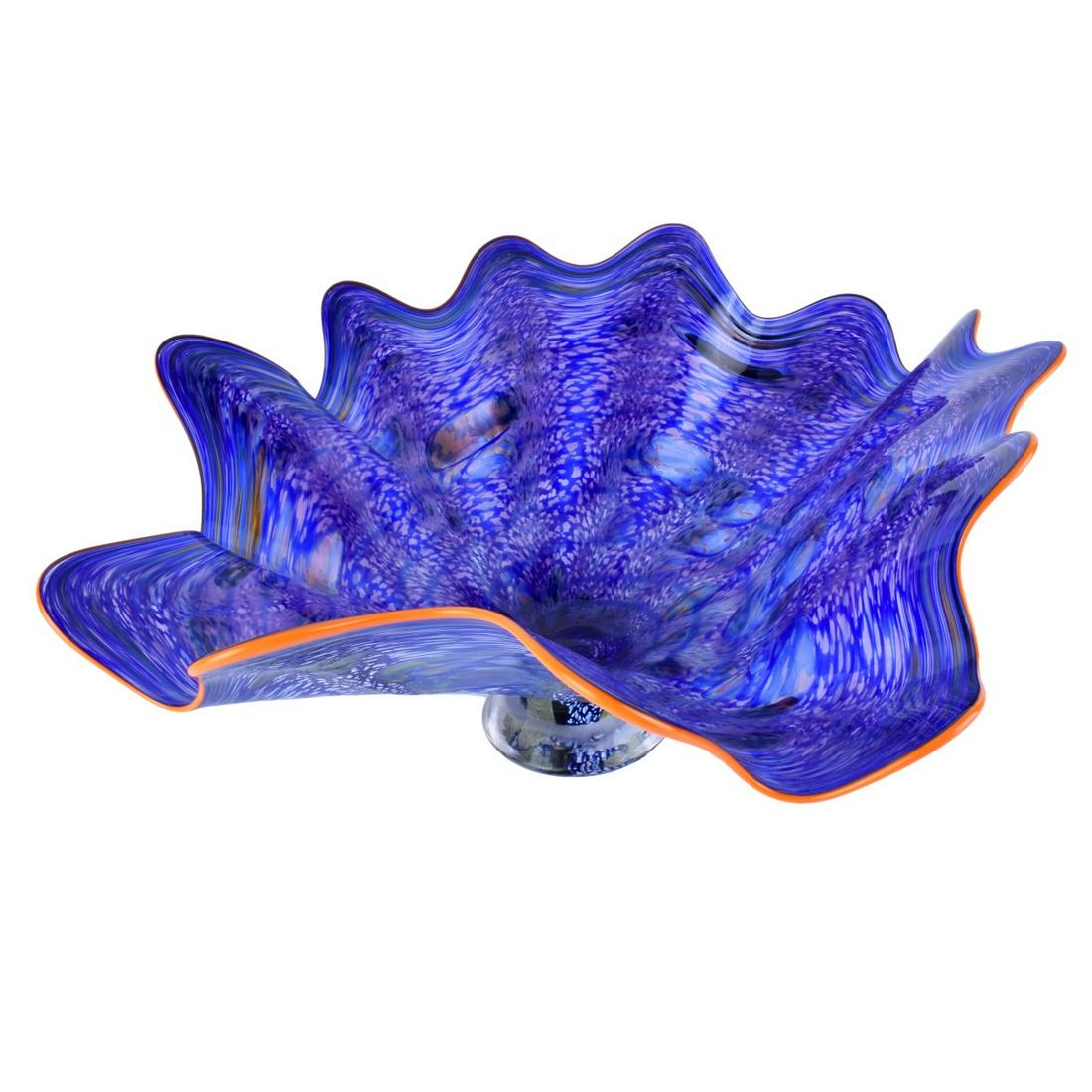 In the Manner of Dale Chihuly Large Art Glass Bowl: In the Manner of Dale Chihuly Large Art Glass Bowl by Pauli Maiville. Signed and dated on the bottom side. Measures 8-1/4" H x 18-1/2" W. Condition: Good condition Estimate: $50.00 - $100.00 Domestic 