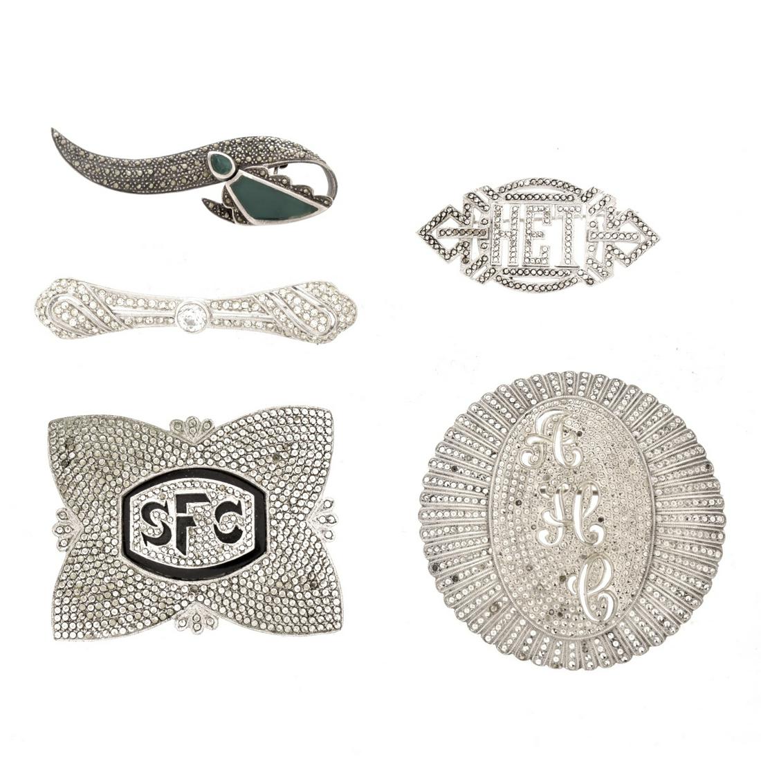 Five Vintage Marcasite Brooches (1 of 6)
