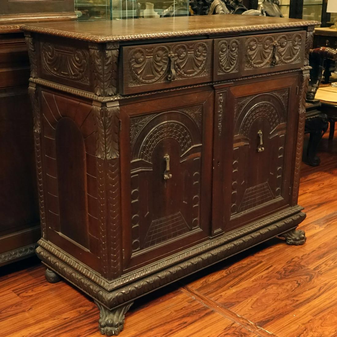 19th Century Renaissance Carved Walnut Cabinet (1 of 7)
