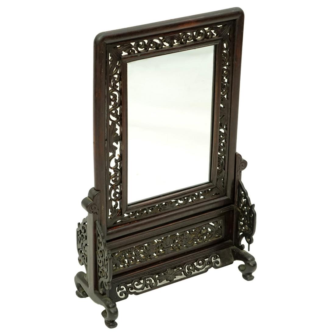 Chinese Carved Wood Mirror On Stand (1 of 5)