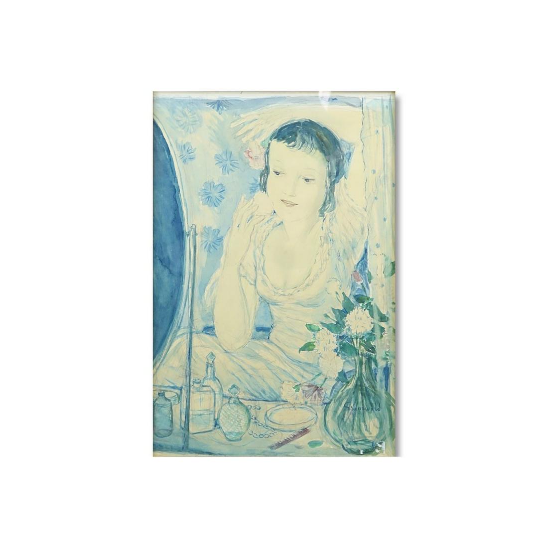 Isaac GrÃ¼newald, Swedish  (1889-1946) Watercolor, Lady (1 of 5)