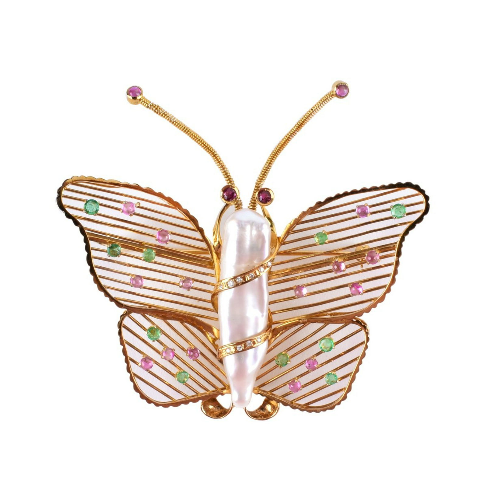 Large Gemstone, Pearl and 14K Brooch (1 of 4)