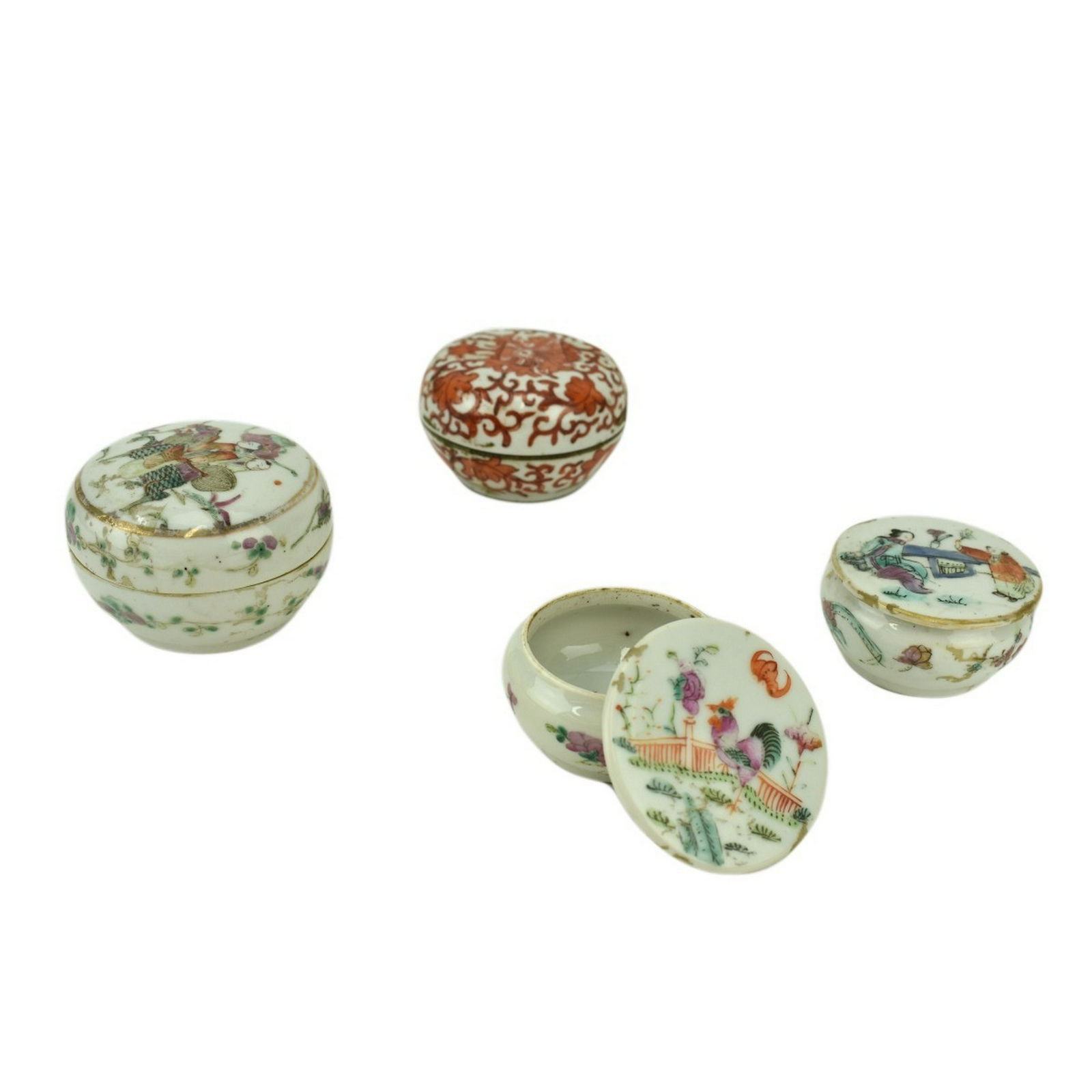 Four (4) Antique Chinese Miniature Covered Boxes (1 of 5)