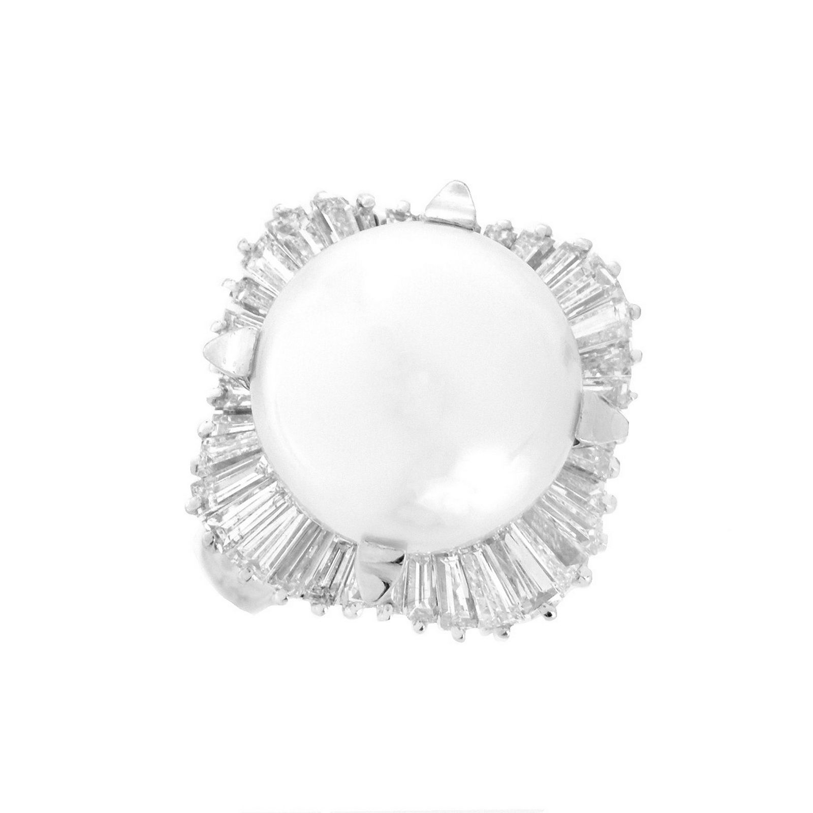 Pearl, Diamond and Platinum Ring (1 of 7)